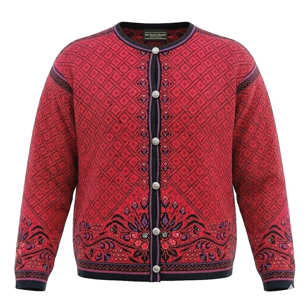 Dale of Norway Casual Collection Red‎ Purple Nordic Wool Cardigan Sweater Large